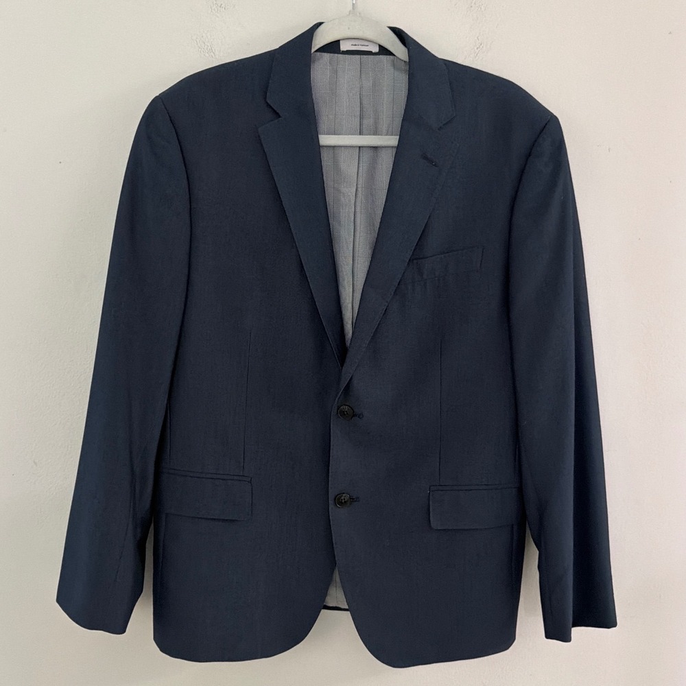J. Ferrar Mens Slim Fit Navy Blue Two Button Blazer Sport Coat Jacket‎ 42S